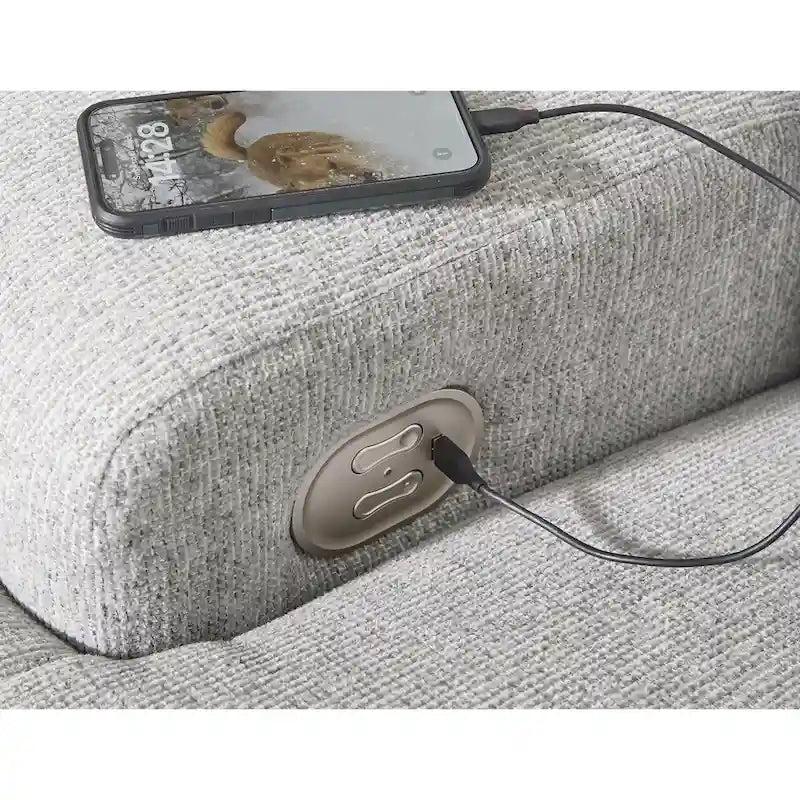 Wide Seat Power Recliner with Adjustable Headrest and USB Port