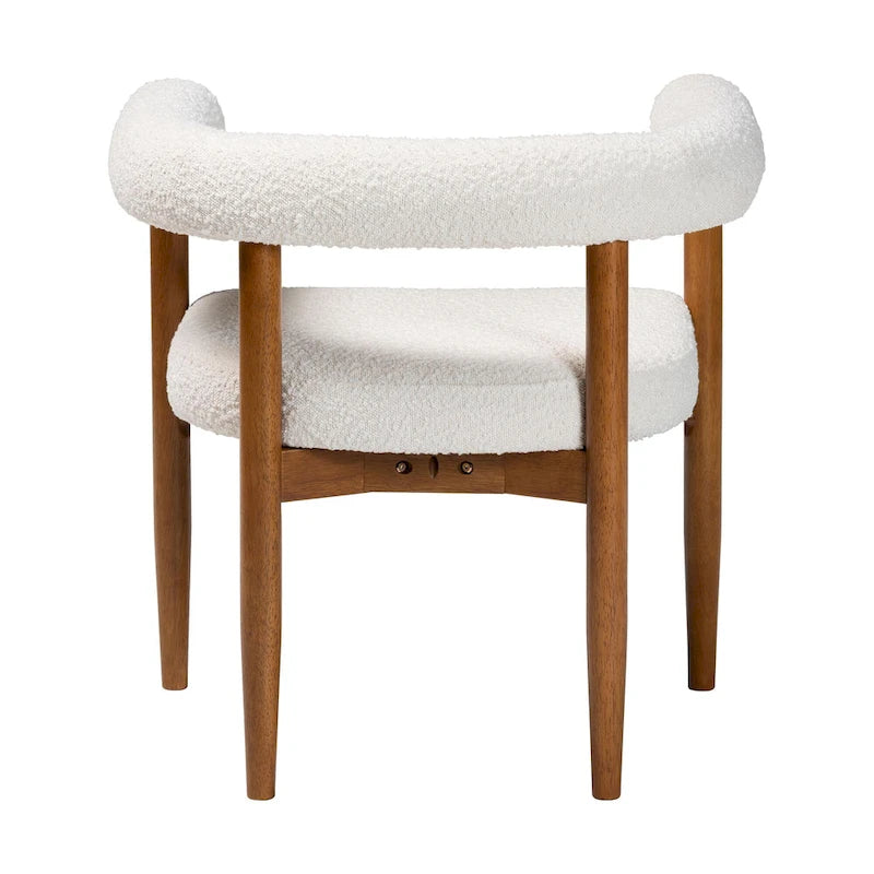 Boucle Upholstered Dining Armchair with Tuxedo Silhouette