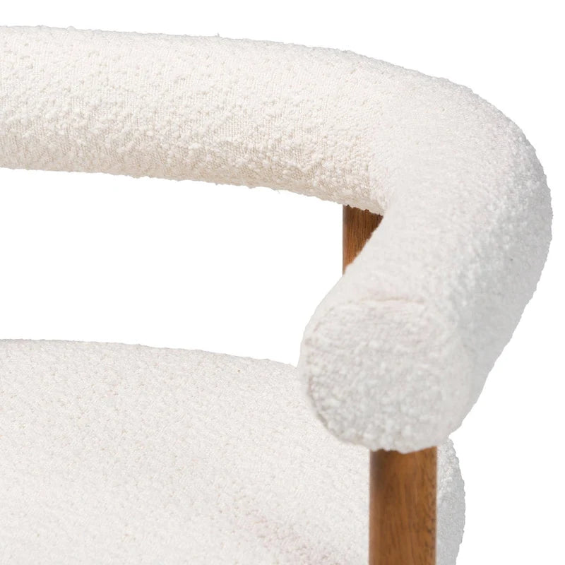 Boucle Upholstered Dining Armchair with Tuxedo Silhouette