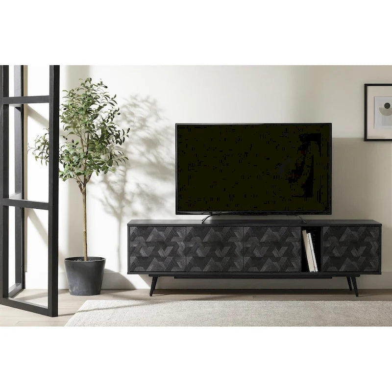Mobile porta TV moderno da 71 pollici con ante ad apertura a pressione e gestione dei cavi