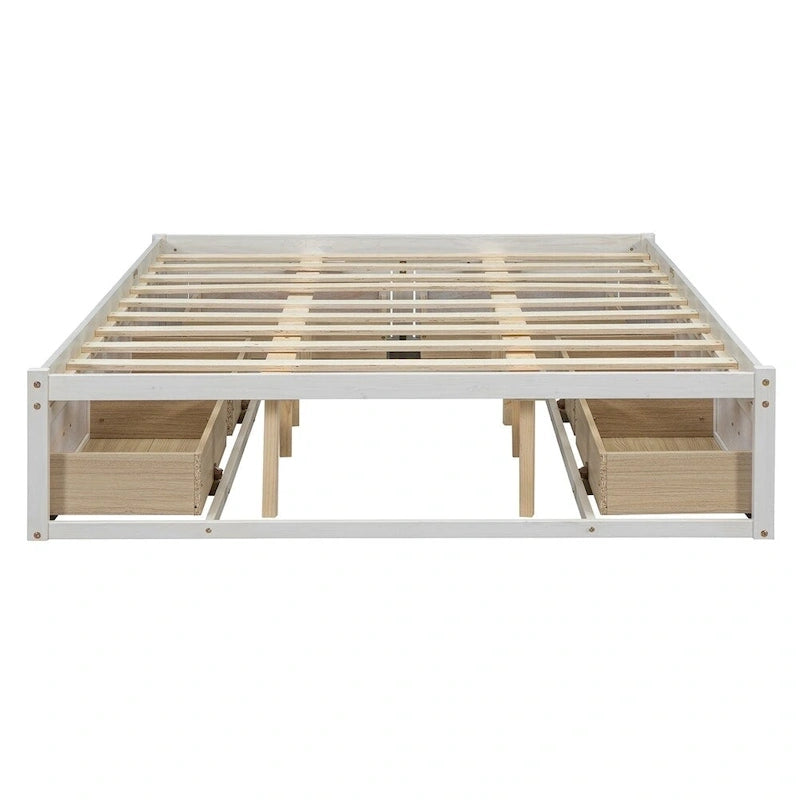 Queen Size Platform Bed with 6 Storage Drawers