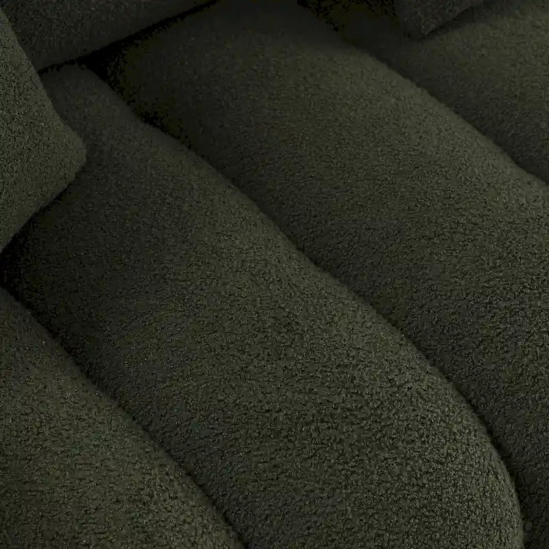 Teddy-Samtsofa für 3 Personen mit Rückenkissen und Gestell aus Massivholz