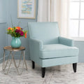 Studded Fabric Club Chair with Birch Wood Legs