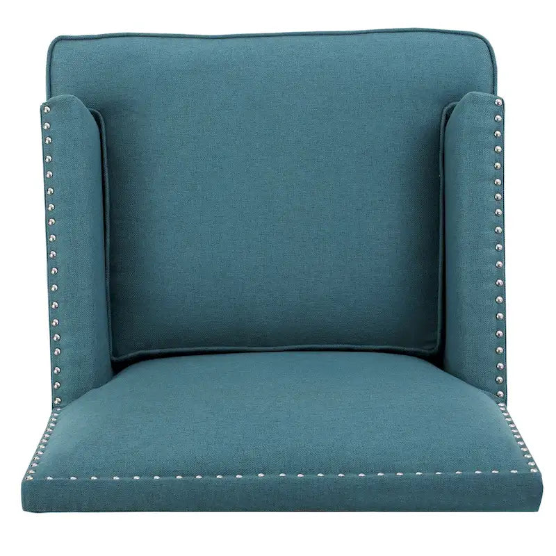 Studded Fabric Club Chair with Birch Wood Legs
