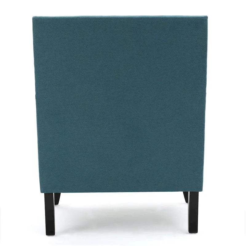 Studded Fabric Club Chair with Birch Wood Legs