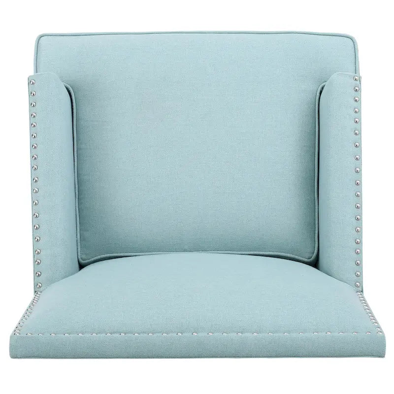 Studded Fabric Club Chair with Birch Wood Legs