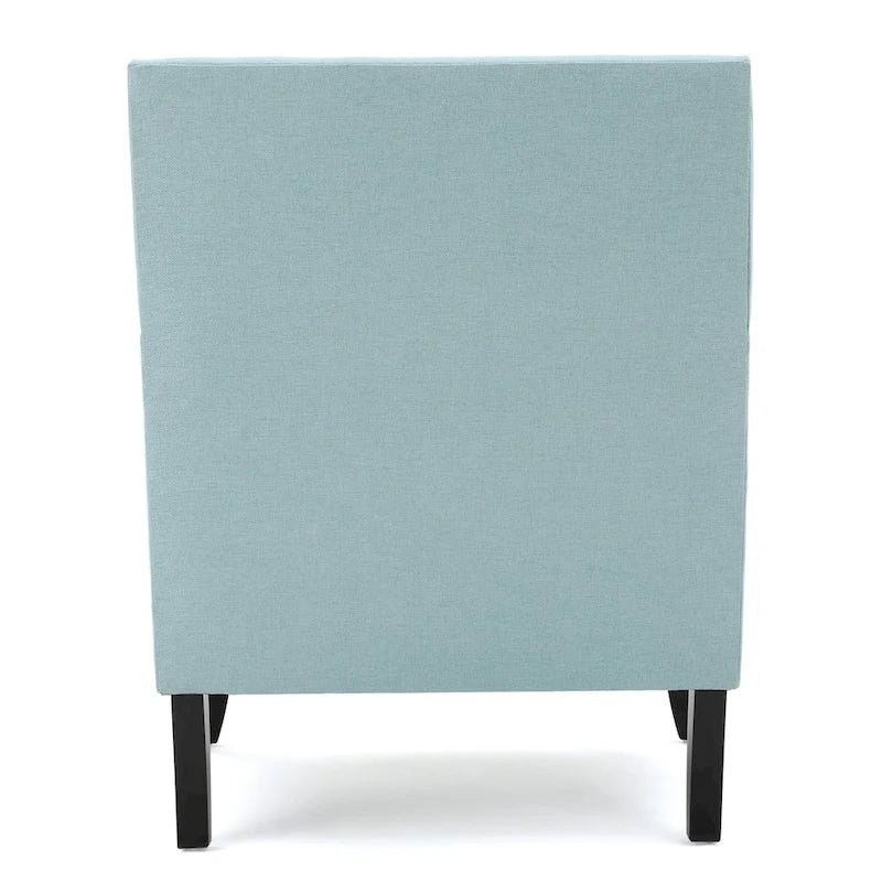 Studded Fabric Club Chair with Birch Wood Legs