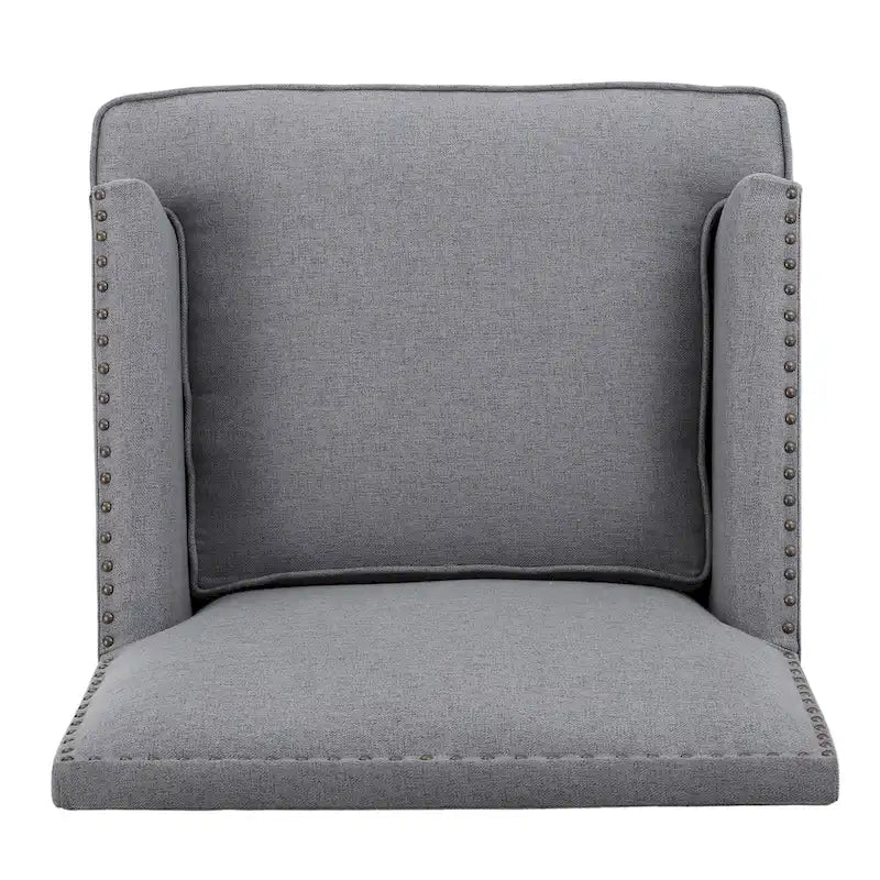 Studded Fabric Club Chair with Birch Wood Legs