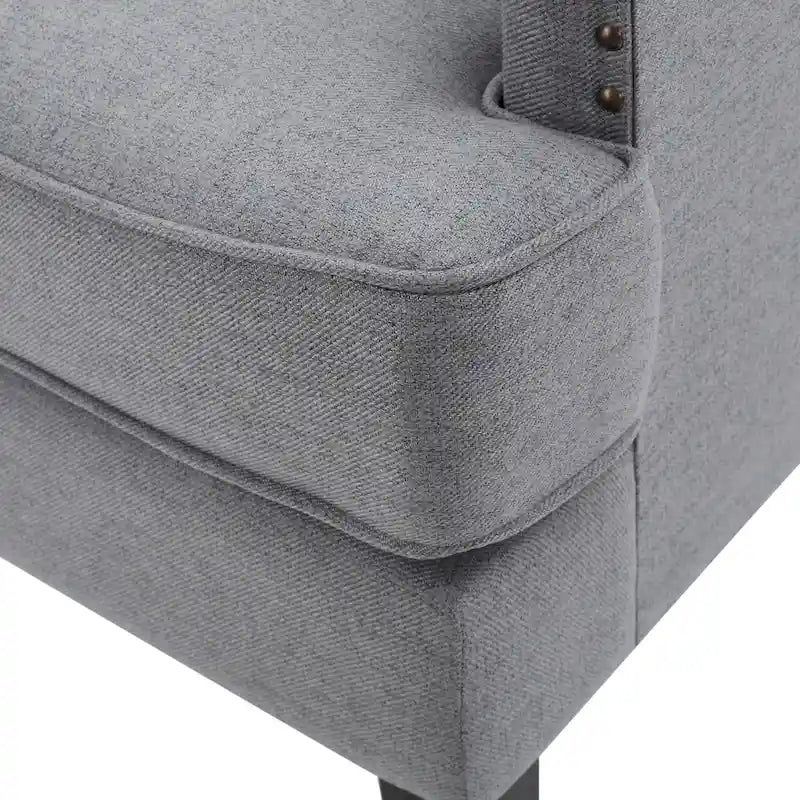 Studded Fabric Club Chair with Birch Wood Legs