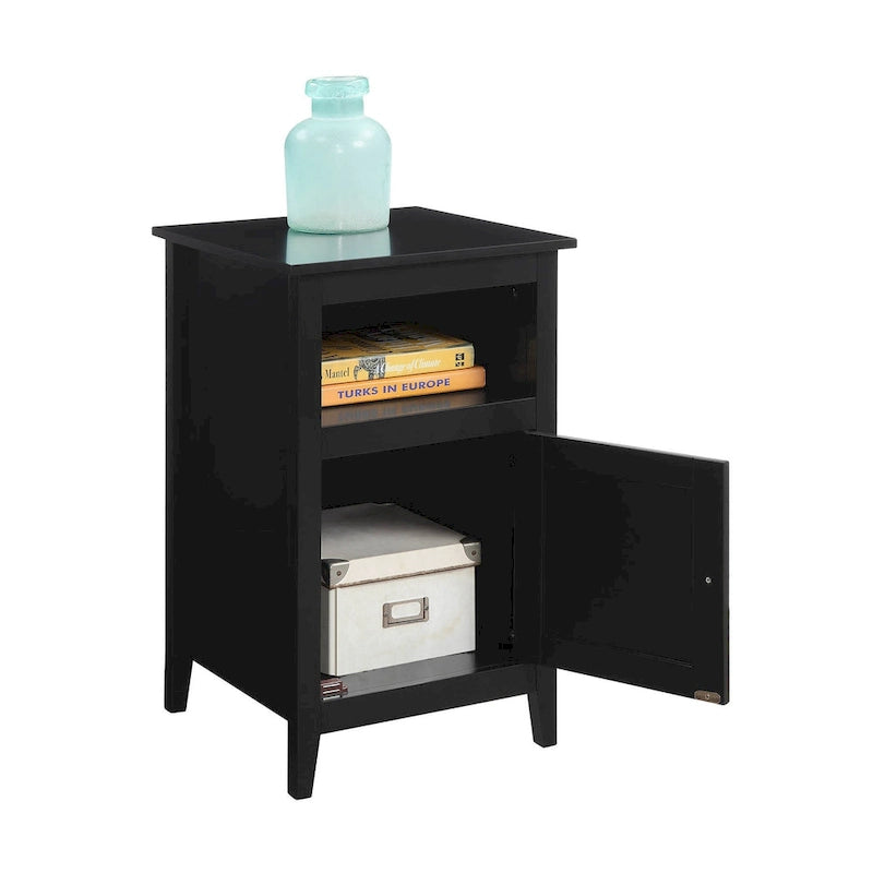 Storage Cabinet End Table with Open Shelf and Cabinet Door