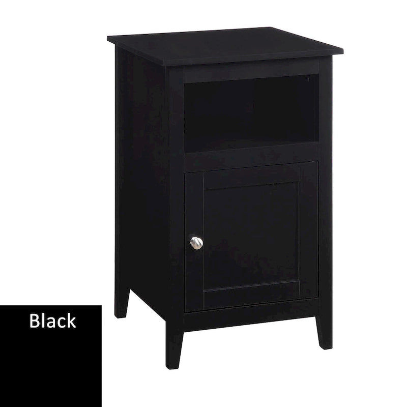Storage Cabinet End Table with Open Shelf and Cabinet Door