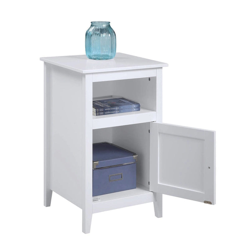 Storage Cabinet End Table with Open Shelf and Cabinet Door