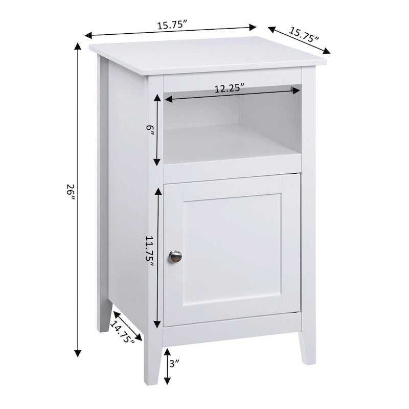 Storage Cabinet End Table with Open Shelf and Cabinet Door