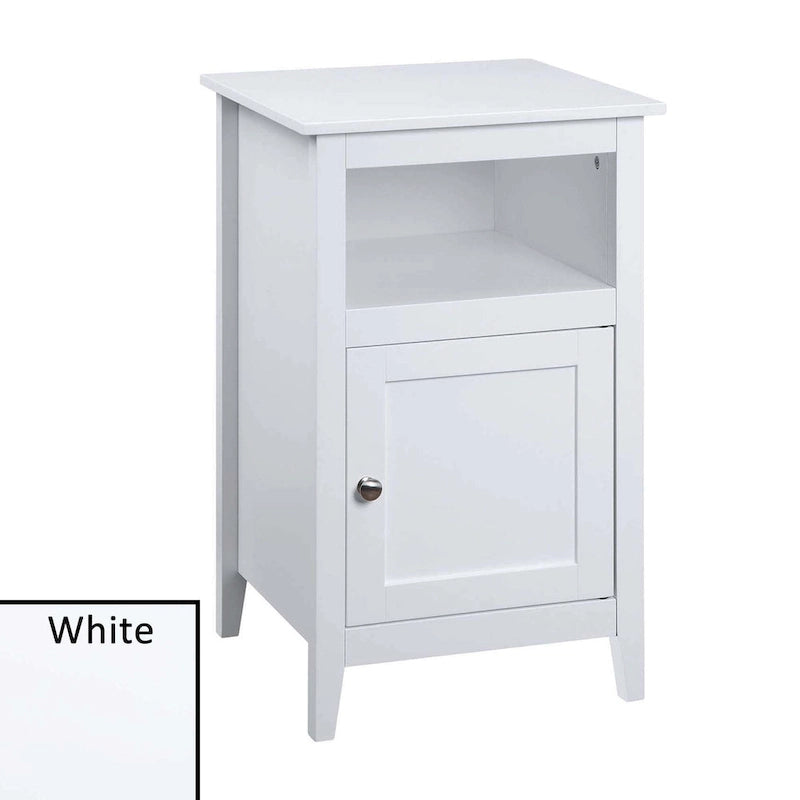 Storage Cabinet End Table with Open Shelf and Cabinet Door