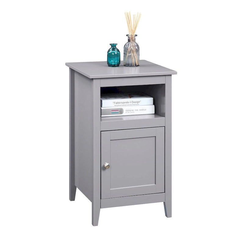Storage Cabinet End Table with Open Shelf and Cabinet Door