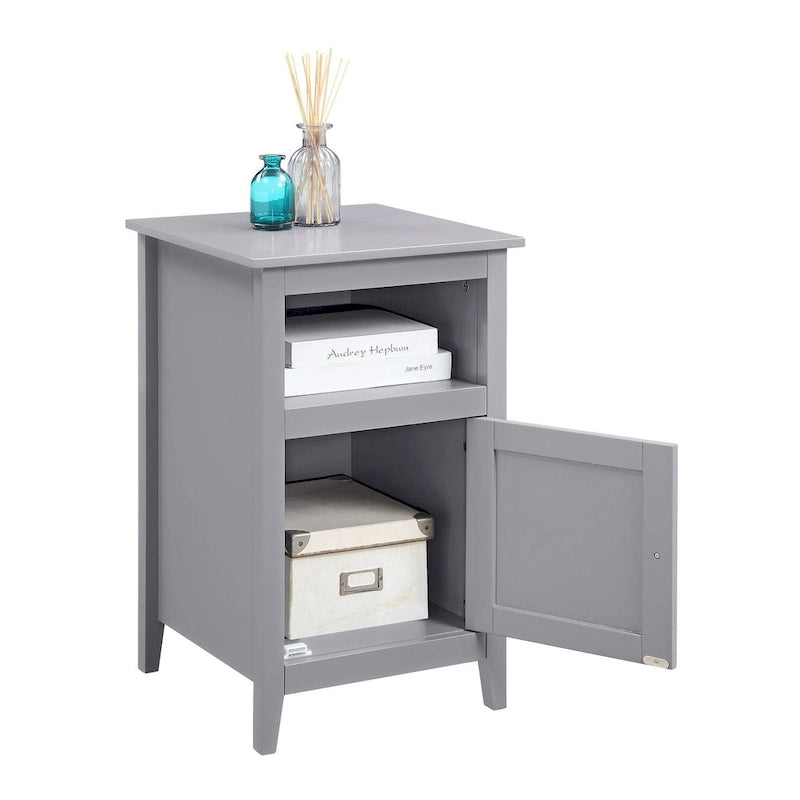 Storage Cabinet End Table with Open Shelf and Cabinet Door