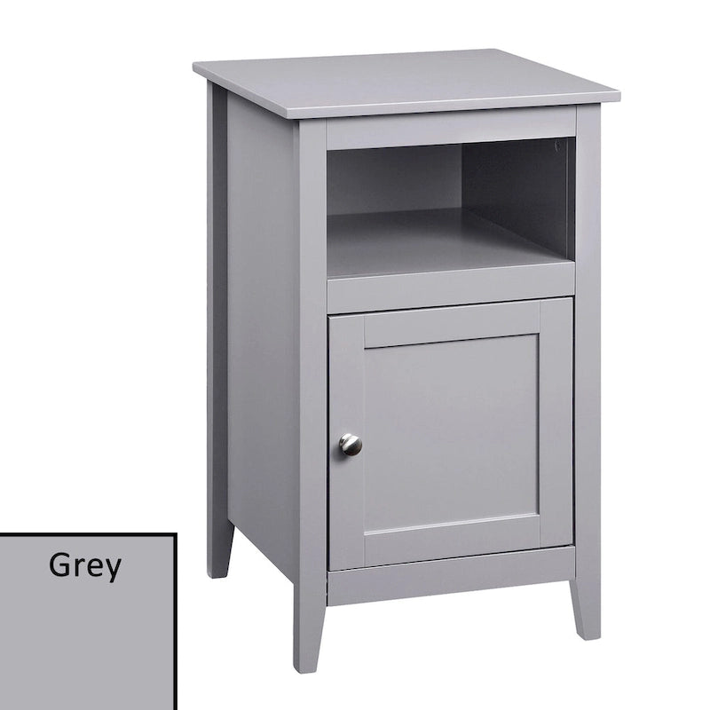 Storage Cabinet End Table with Open Shelf and Cabinet Door
