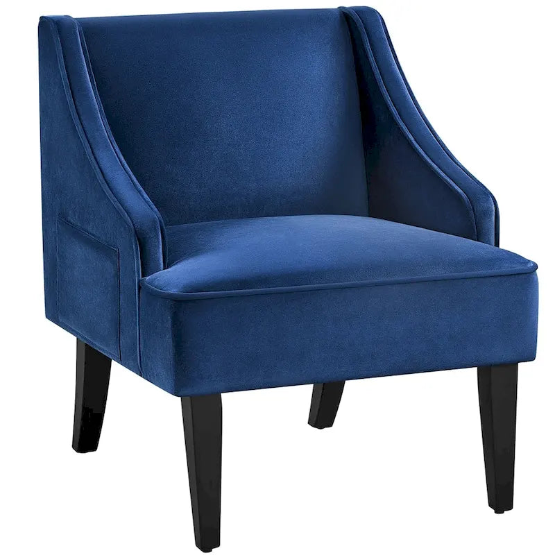 Moderner Akzentstuhl aus Samt im Mid-Century-Stil mit Aufbewahrungstasche