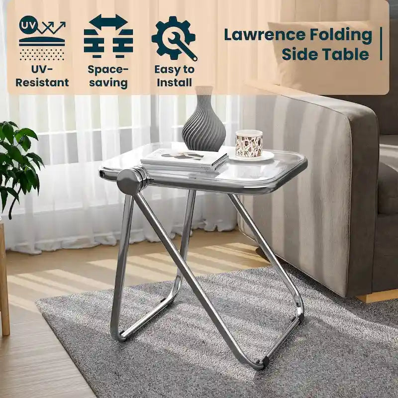 Rectangular Folding Side Table with Chrome Aluminum Frame