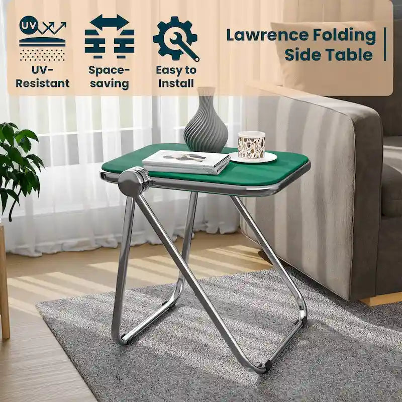 Rectangular Folding Side Table with Chrome Aluminum Frame