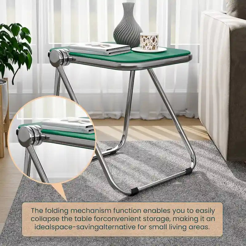 Rectangular Folding Side Table with Chrome Aluminum Frame