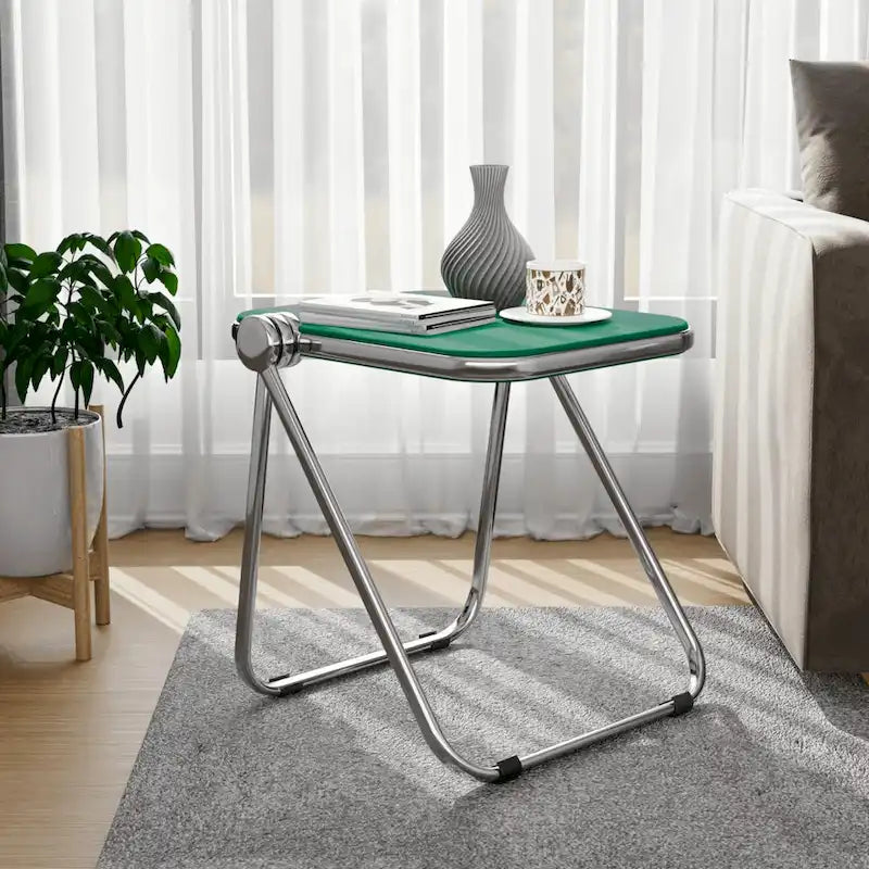 Rectangular Folding Side Table with Chrome Aluminum Frame