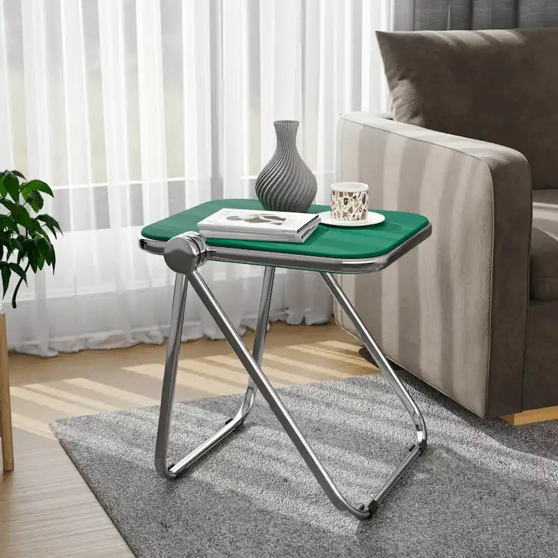Rectangular Folding Side Table with Chrome Aluminum Frame