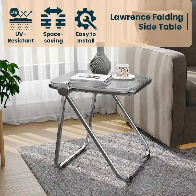 Rectangular Folding Side Table with Chrome Aluminum Frame