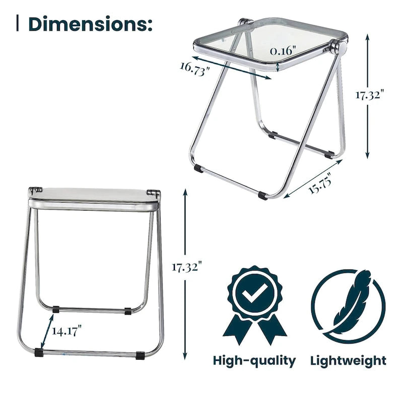 Rectangular Folding Side Table with Chrome Aluminum Frame
