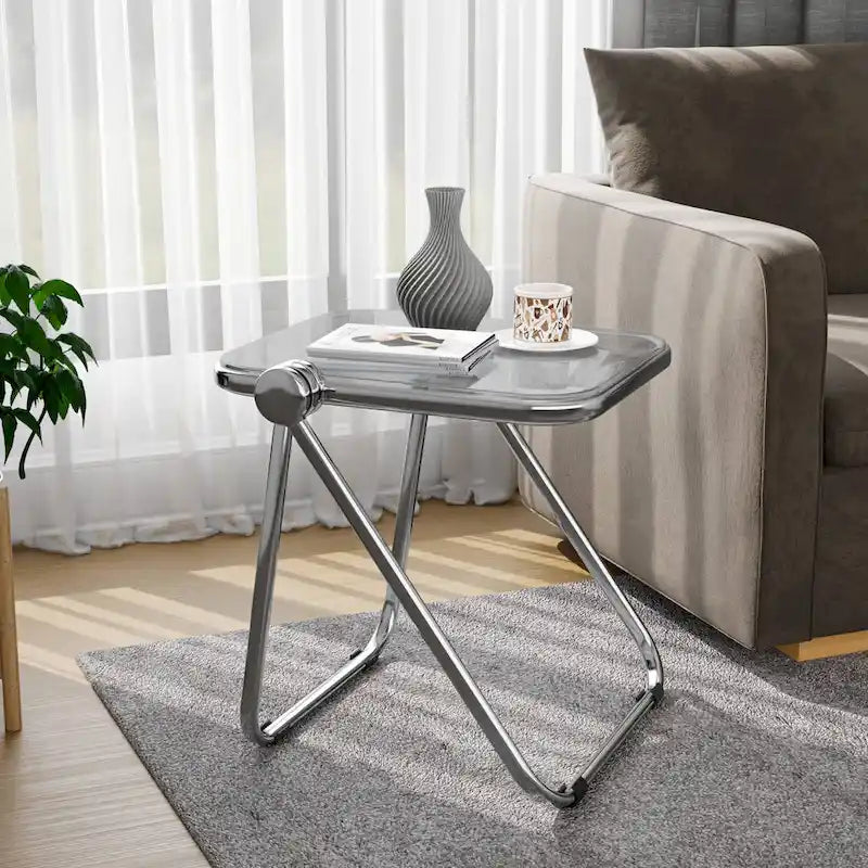 Rectangular Folding Side Table with Chrome Aluminum Frame