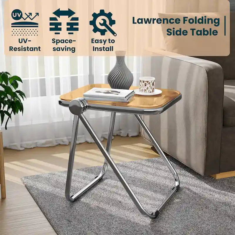 Rectangular Folding Side Table with Chrome Aluminum Frame