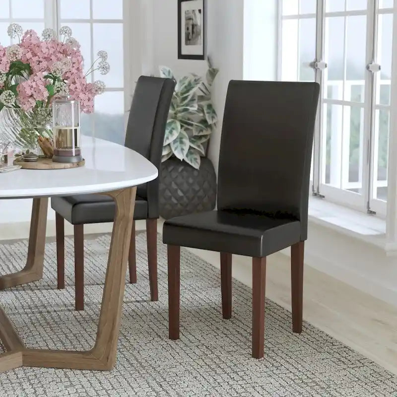 Mid-Century Tufted Parsons Accent Chair – High Panel Back