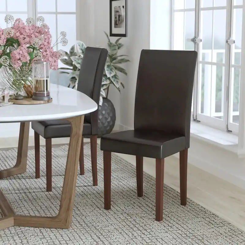 Mid-Century Tufted Parsons Accent Chair – High Panel Back