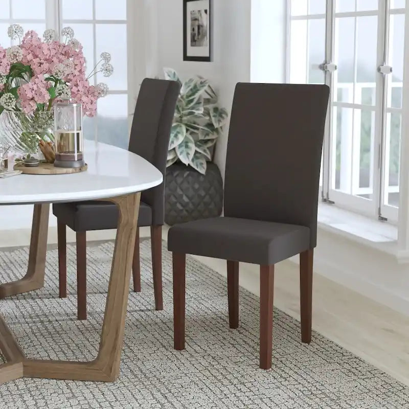 Mid-Century Tufted Parsons Accent Chair – High Panel Back