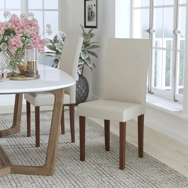 Mid-Century Tufted Parsons Accent Chair – High Panel Back