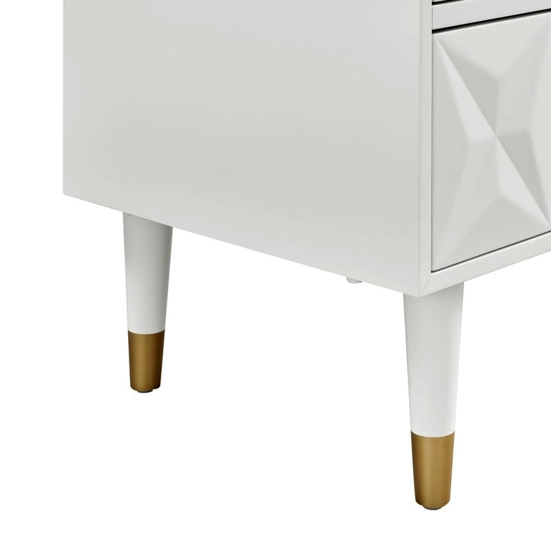 5-Drawer Geometric Tall Dresser with Gold Hardware