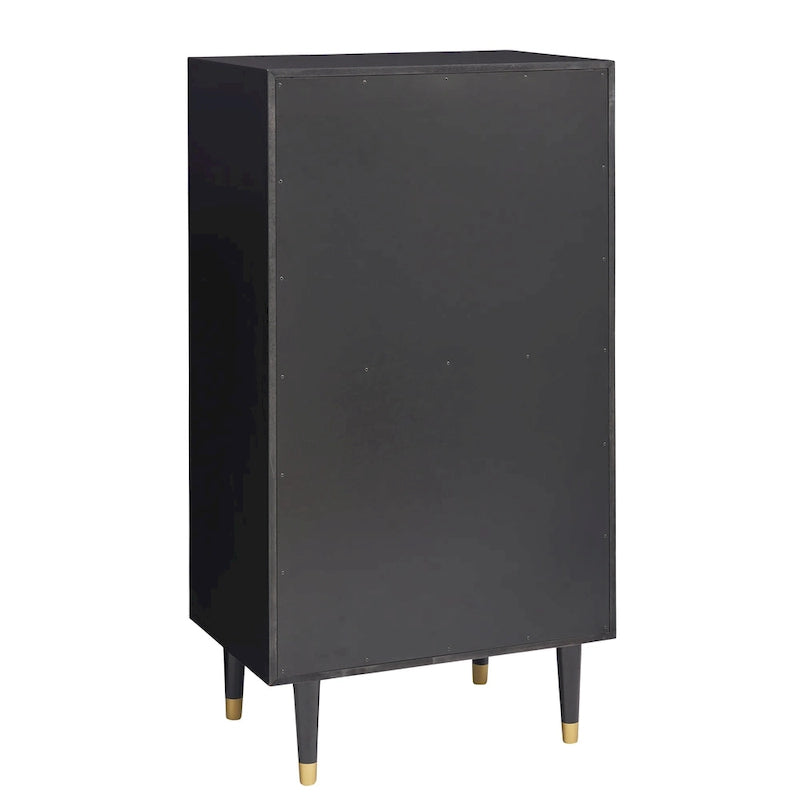 5-Drawer Geometric Tall Dresser with Gold Hardware