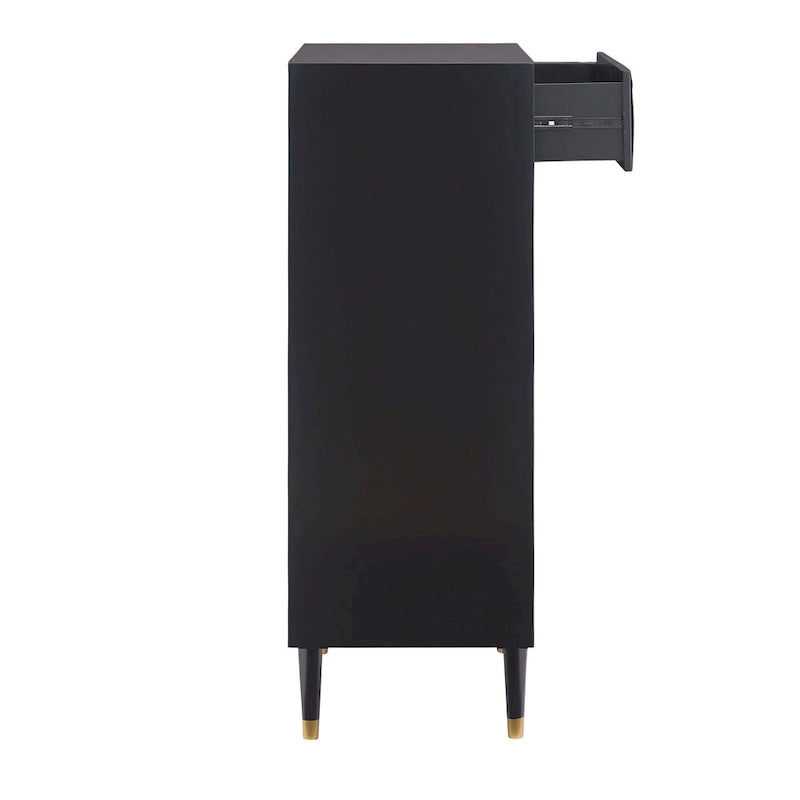 5-Drawer Geometric Tall Dresser with Gold Hardware