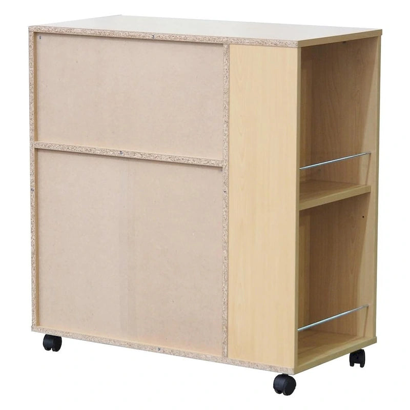 Rolling Kitchen Storage Cart with Cabinet and Spice Rack