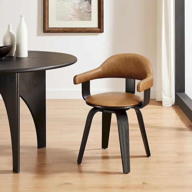Moderner drehbarer Akzentstuhl im Mid-Century-Stil mit 360°-Drehfunktion und Armlehnen