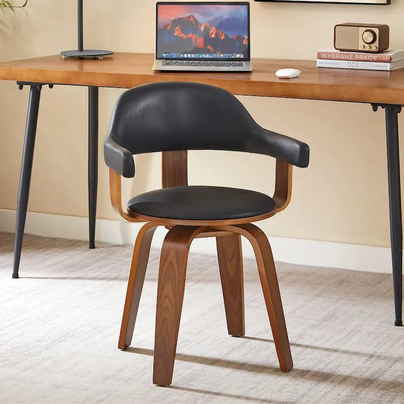Moderner drehbarer Akzentstuhl im Mid-Century-Stil mit 360°-Drehfunktion und Armlehnen