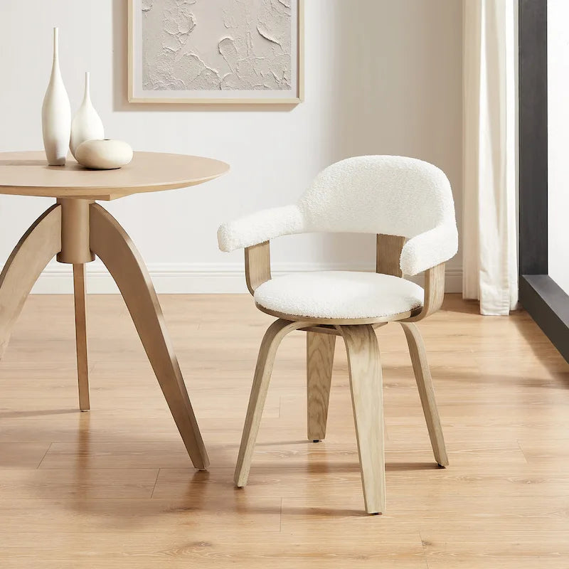 Moderner drehbarer Akzentstuhl im Mid-Century-Stil mit 360°-Drehfunktion und Armlehnen