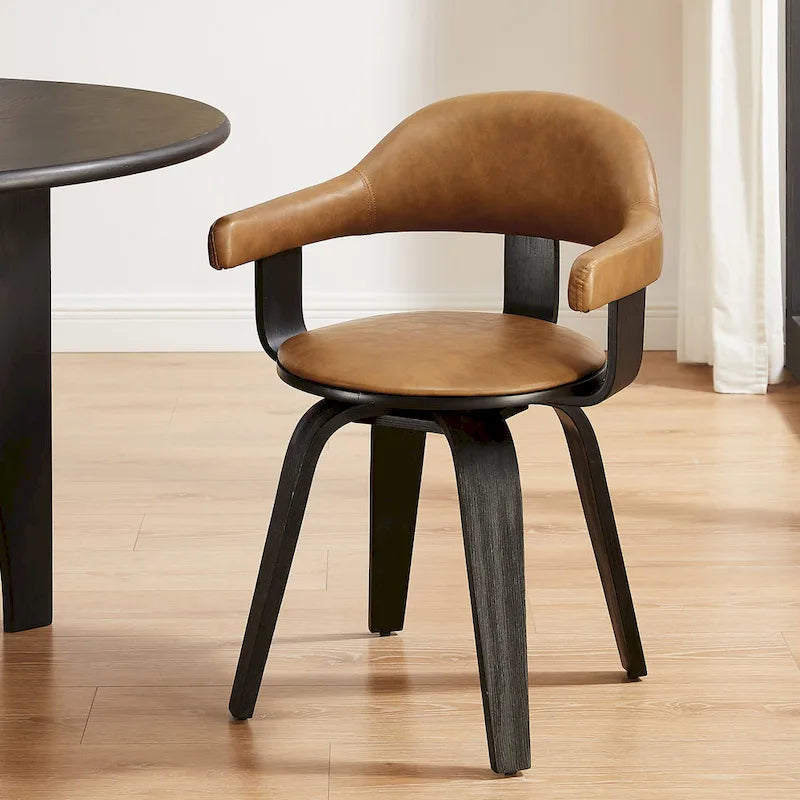 Moderner drehbarer Akzentstuhl im Mid-Century-Stil mit 360°-Drehfunktion und Armlehnen