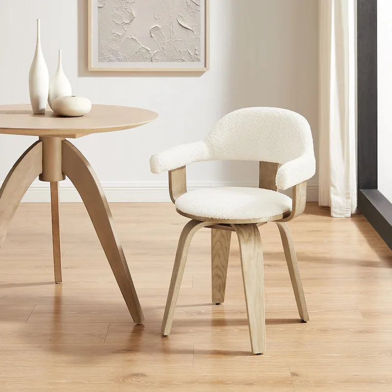 Moderner drehbarer Akzentstuhl im Mid-Century-Stil mit 360°-Drehfunktion und Armlehnen