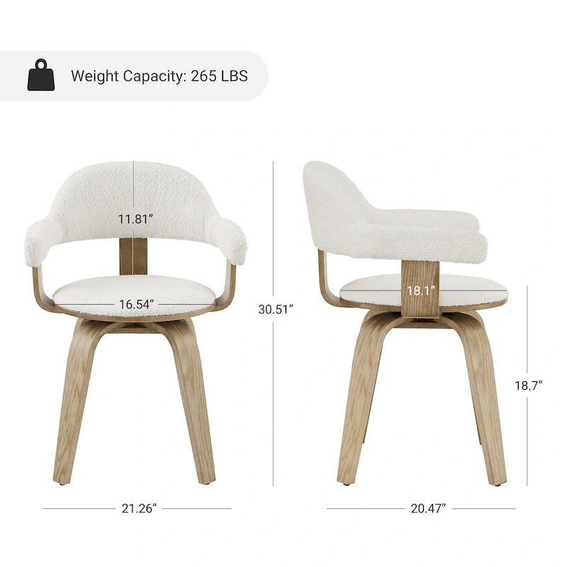 Moderner drehbarer Akzentstuhl im Mid-Century-Stil mit 360°-Drehfunktion und Armlehnen
