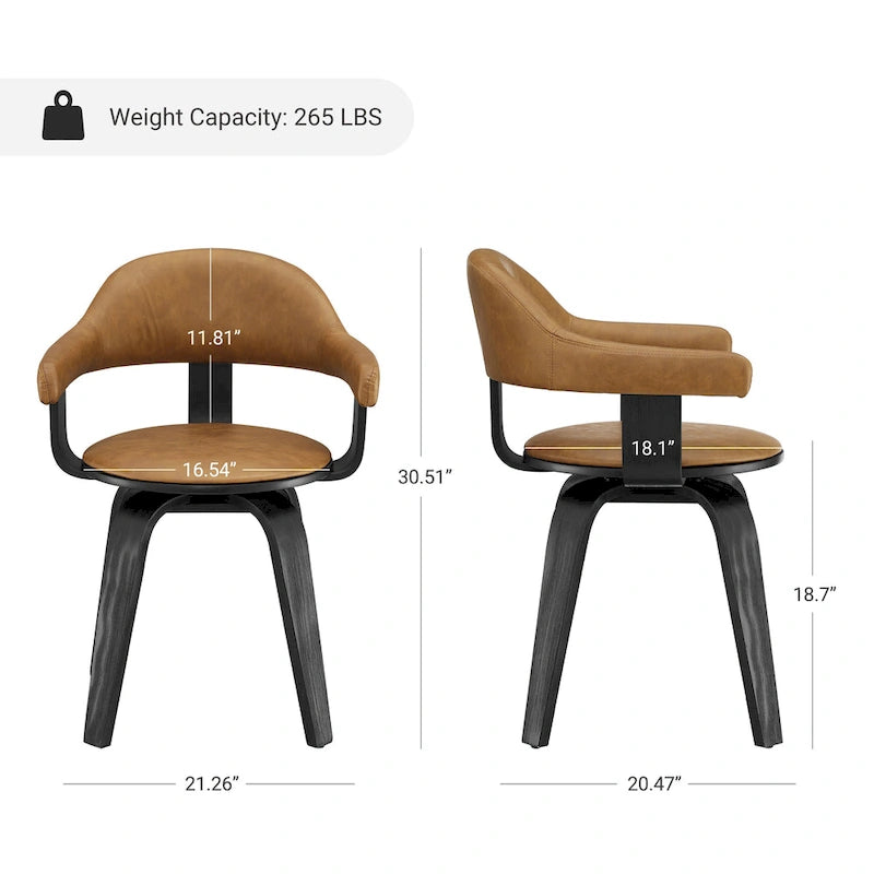 Moderner drehbarer Akzentstuhl im Mid-Century-Stil mit 360°-Drehfunktion und Armlehnen