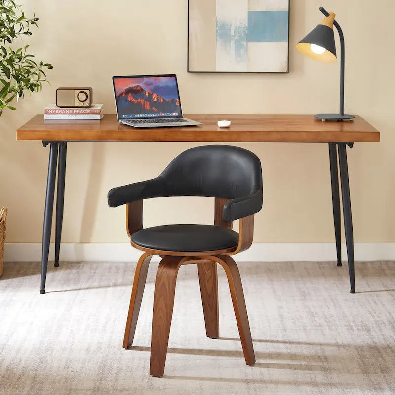 Moderner drehbarer Akzentstuhl im Mid-Century-Stil mit 360°-Drehfunktion und Armlehnen