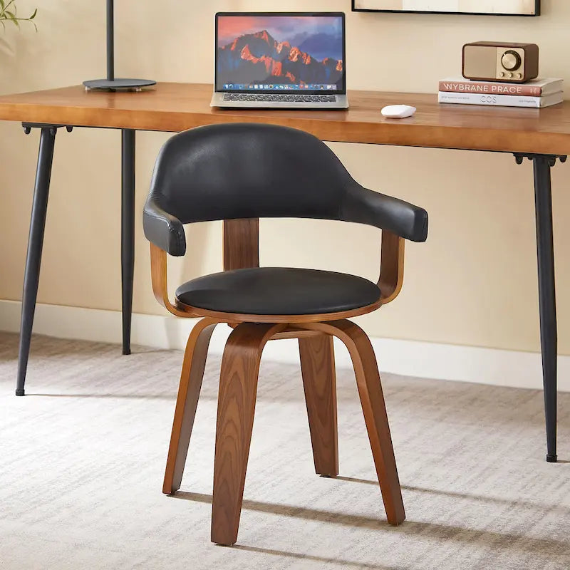 Moderner drehbarer Akzentstuhl im Mid-Century-Stil mit 360°-Drehfunktion und Armlehnen