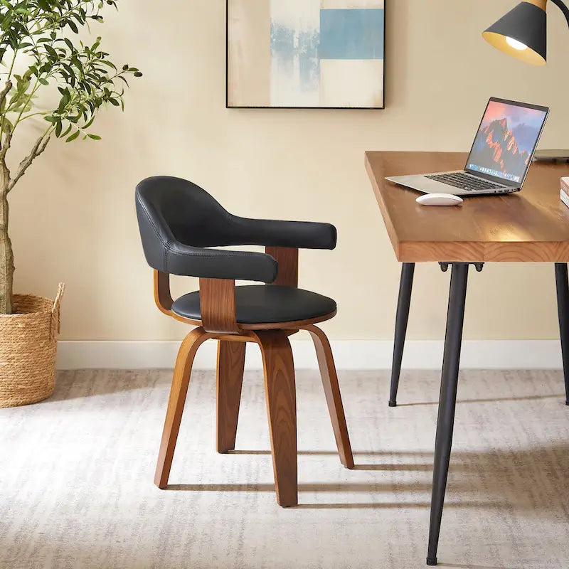 Moderner drehbarer Akzentstuhl im Mid-Century-Stil mit 360°-Drehfunktion und Armlehnen