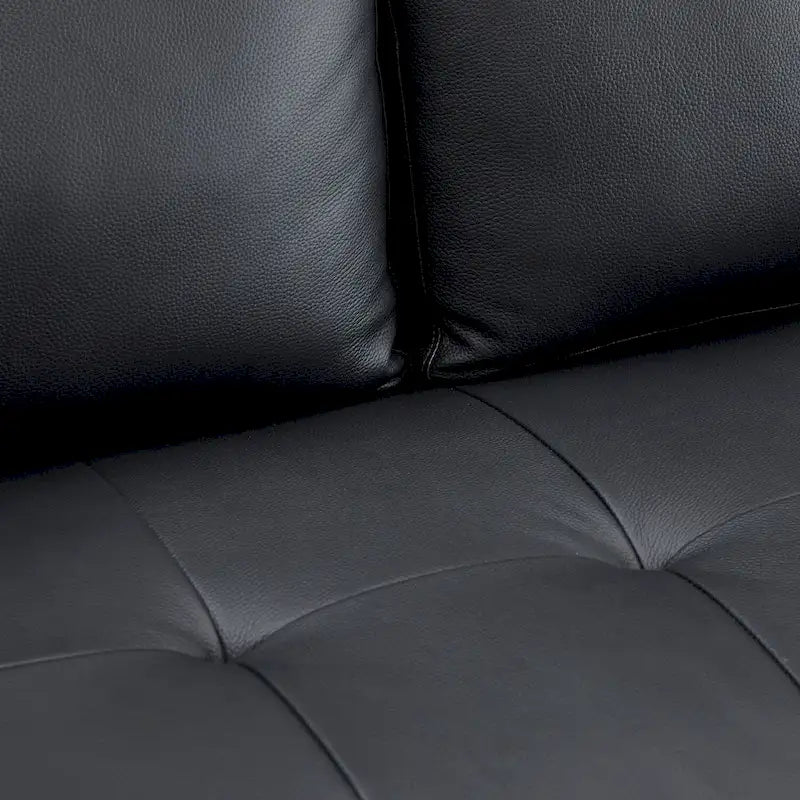 Genuine Leather Mid-Century Loveseat with Bolster Pillows